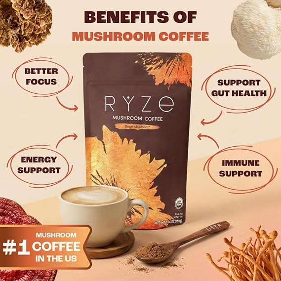 RYZE Mushroom Coffee โ Organic Energy Blend (Medium Roast)