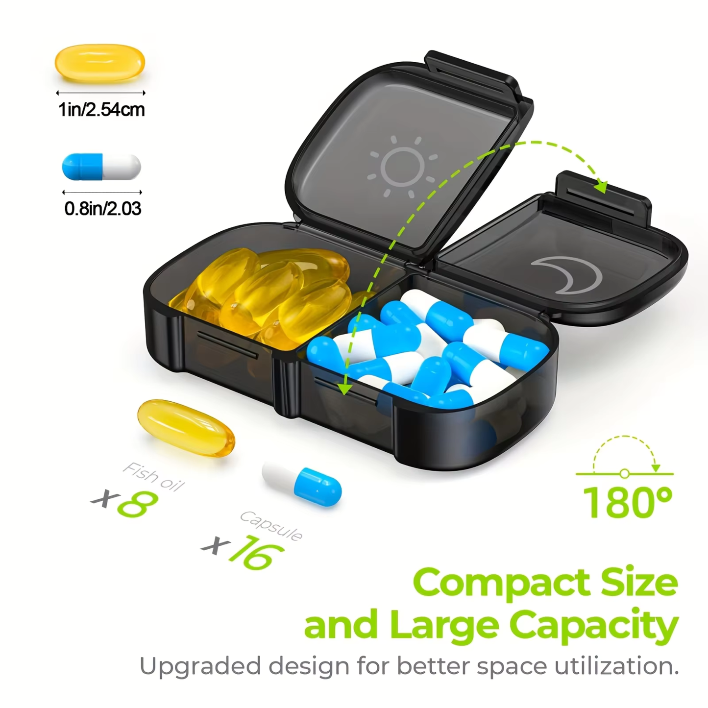 Weekly Pill Organizer 2 Times a Day | 7 Day AM PM Pill Box | Large Easy-Open Compartments