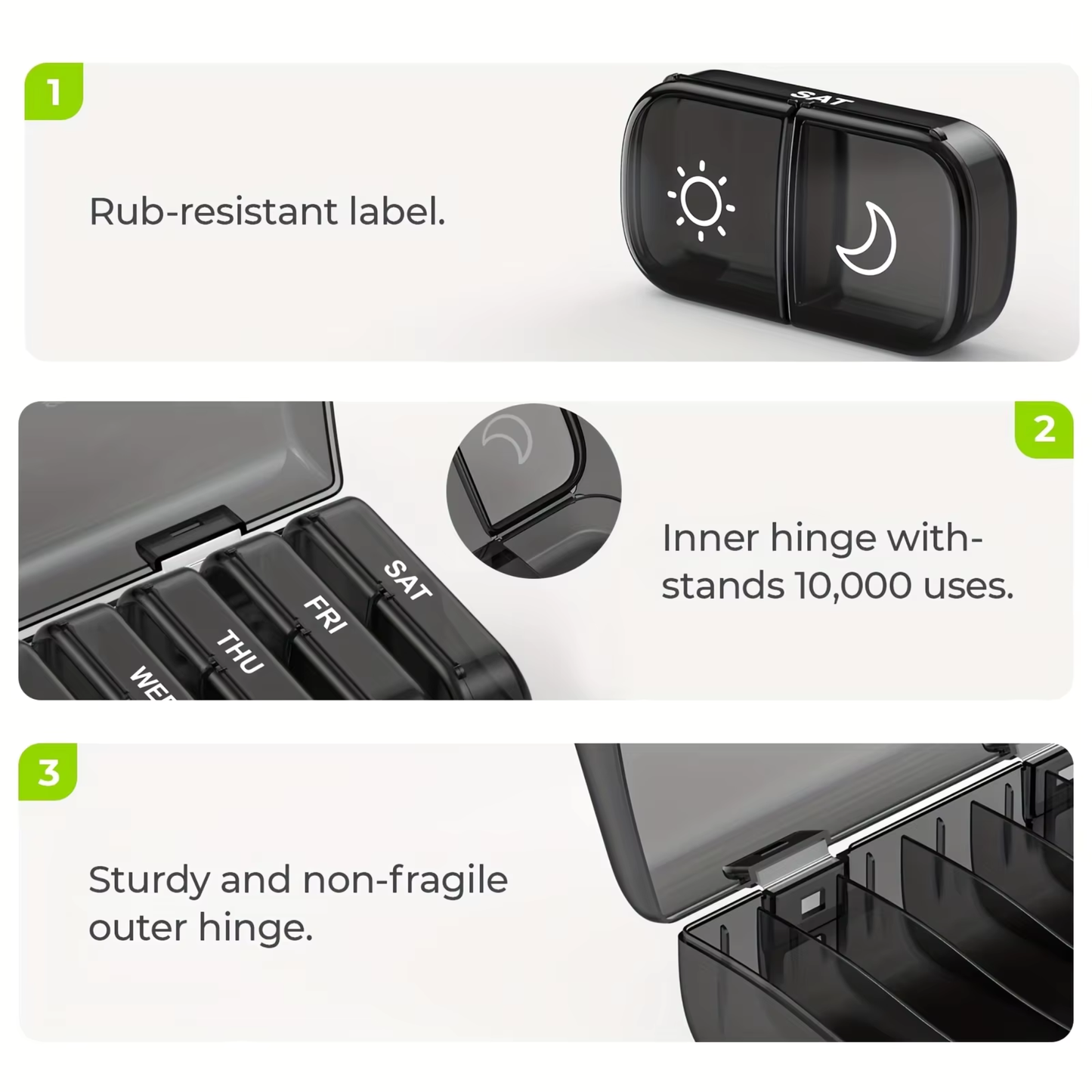 Weekly Pill Organizer 2 Times a Day | 7 Day AM PM Pill Box | Large Easy-Open Compartments