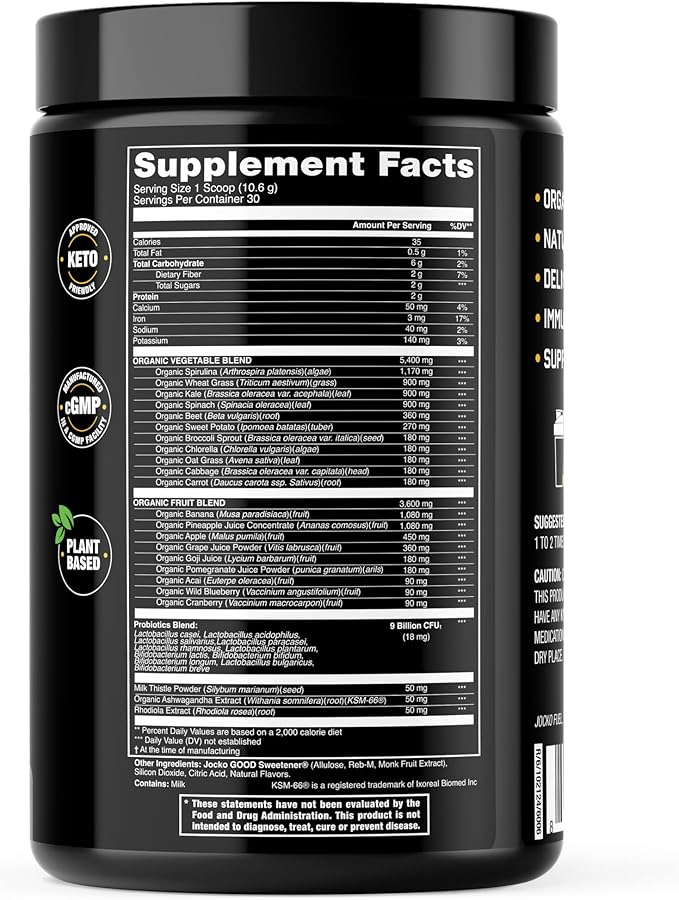 Jocko Fuel Daily Greens – Gut & Immune Support (30 Servings)