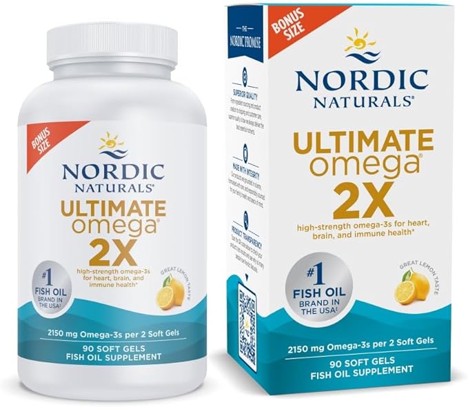 Nordic Naturals Ultimate Omega 2X, Lemon Flavor - 90 Soft Gels - 2150 mg Omega