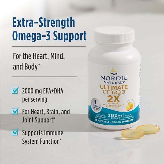 Nordic Naturals Ultimate Omega 2X, Lemon Flavor - 90 Soft Gels - 2150 mg Omega