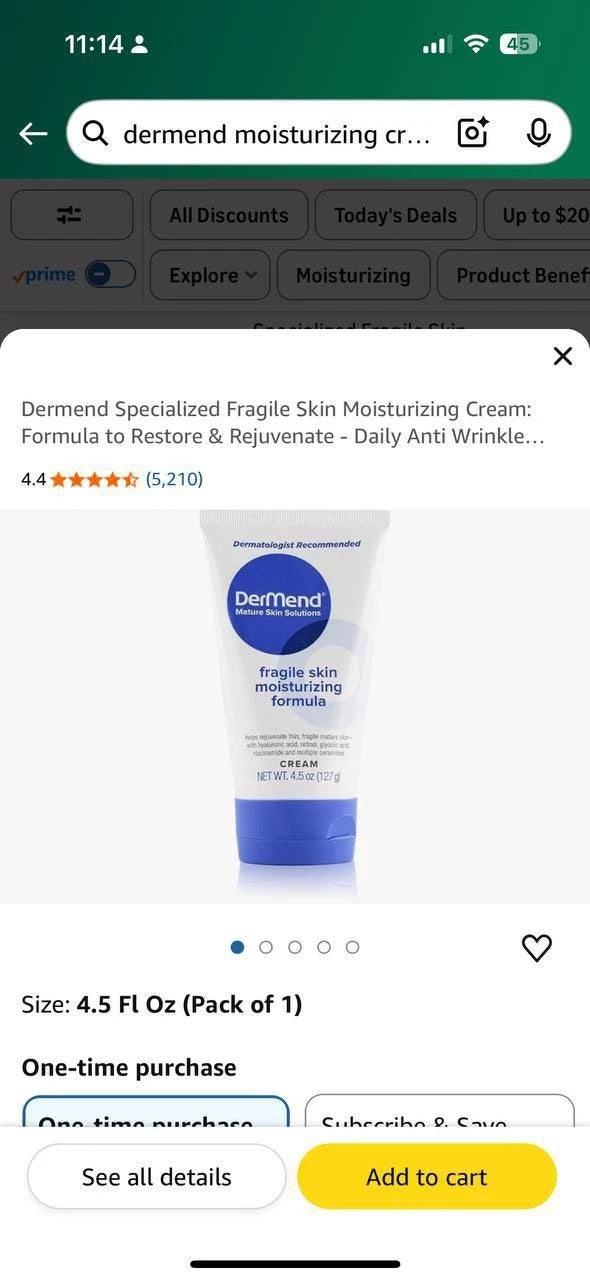 DerMend Fragile Skin Moisturizing Formula Cream 4.5 Oz.