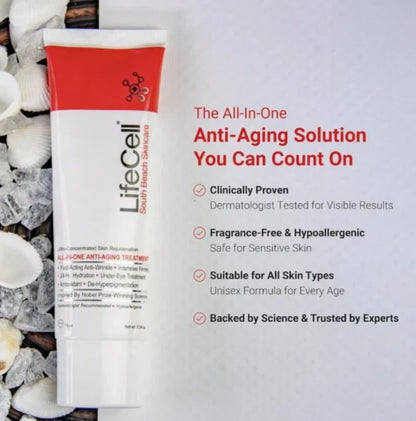 LifeCell South Beach Skincare All In One Anti-Aging Treatment - 2.54 oz