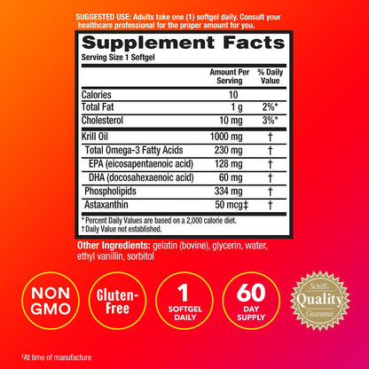 MegaRed Omega-3 Krill Oil for Heart Health, Ultra Strength, 1000 mg, 60 Softgels